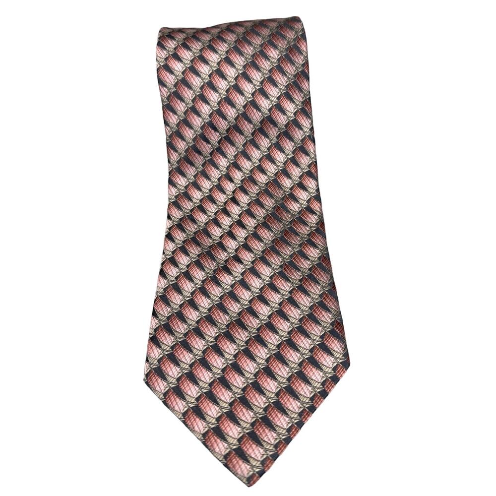 Ermenegildo Zegna 100% Silk Geometric Tie Made In Italy Luxury Designer 59x4